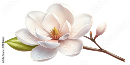 Graceful Awakening: Pink and White Magnolia in Bloom, PNG transparent image, AI generative.