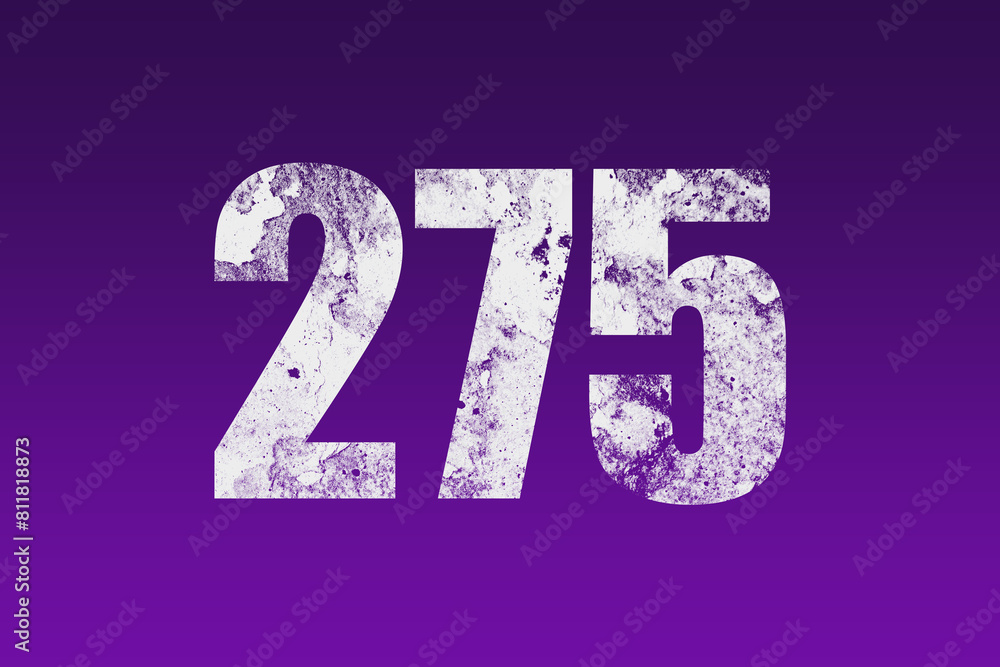 flat white grunge number of 275 on purple background. flat white grunge number of 275 on purple background.