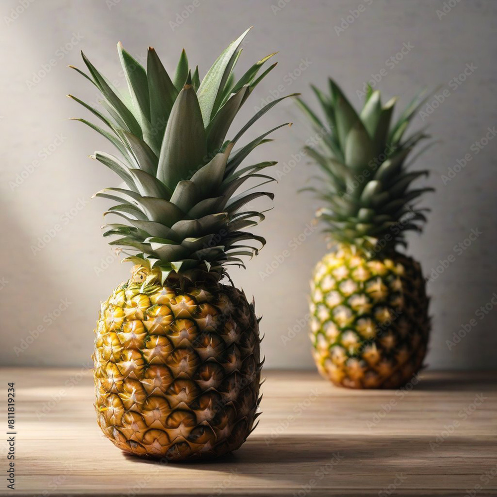 pineapple on a wooden table pineapple on a wooden table