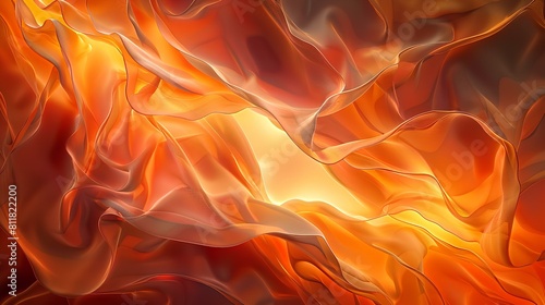 Abstract painting. Red, orange and yellow colors. Looks like fire or lava.