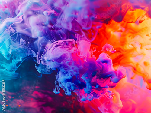 Colorful smoke in the water.