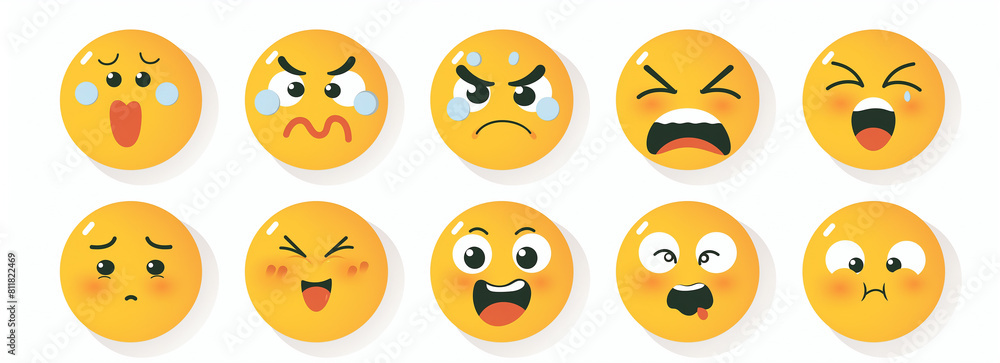 set of yellow emoji faces with different emotion set of yellow emoji faces with different emotion