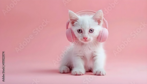 Kitten wearing DJ headphones © Mlap