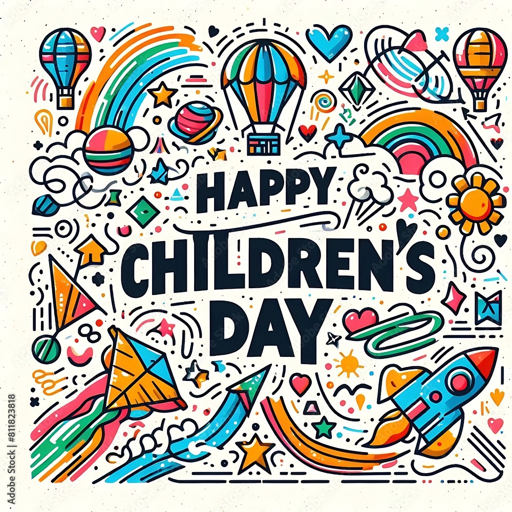 Fototapeta premium Happy childrens day illustration 