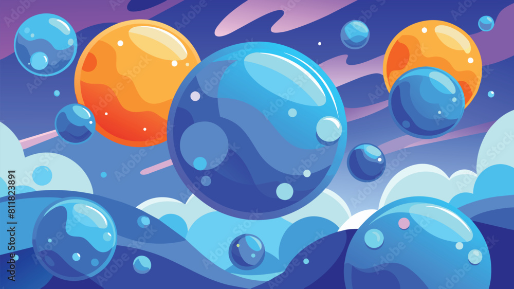 Bubbles vector flat carton illustration.
