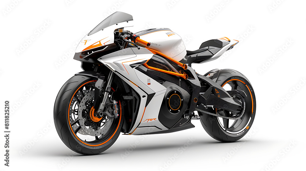 Futuristic motorcycle on a white background
