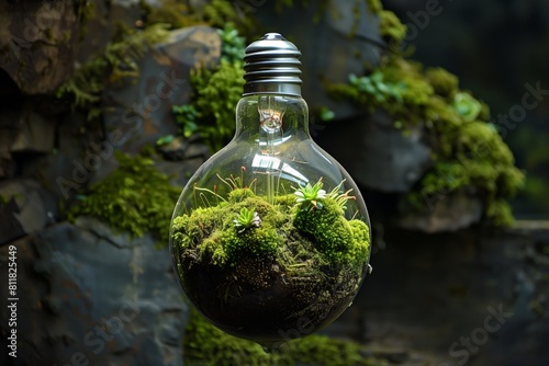 a plant inside a light bulb