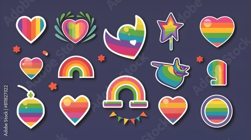 Vibrant LGBTQ Themed Stickers and Badges in Flat Design Style