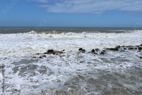 Obraz na płótnie Lido di Ostia - Mare agitato dal pontile w salonie