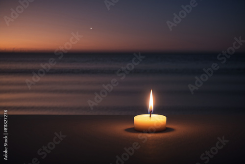candle on the beach Generative AI