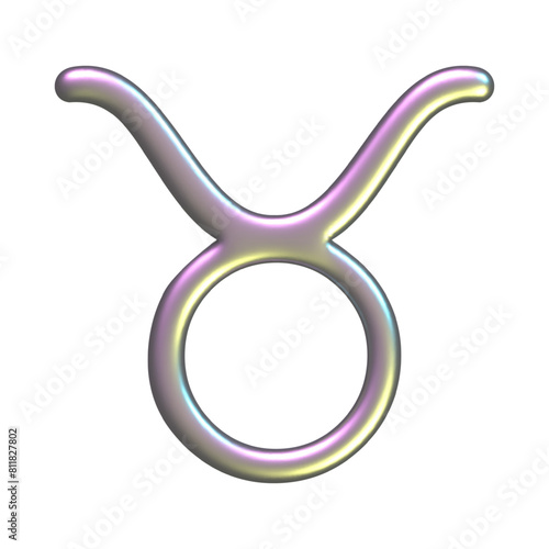 Zodiac Sign Taurus on Transparent Background, Isolated. Symbol, Horoscope, Astrology, Mysticism vector. 3d Chrome realistic Astrology, Horoscope