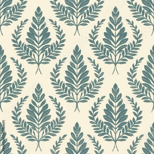 Elegant Botanical Leaves Pattern on Neutral Background