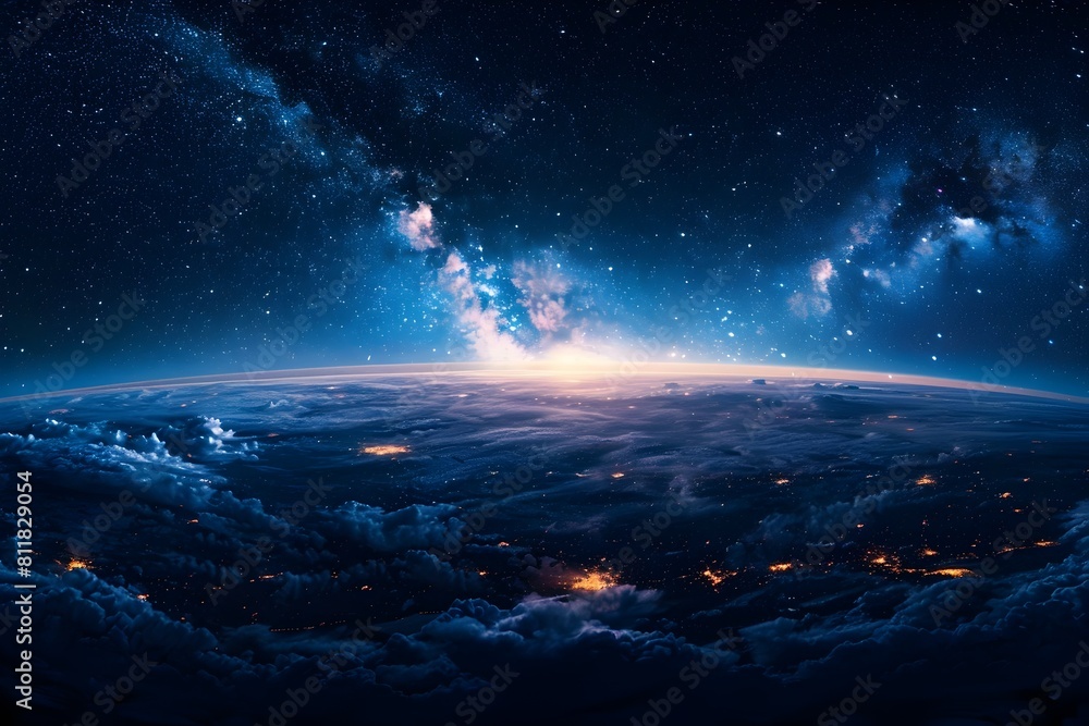 Breathtaking Panoramic View of Earth Surrounded by Distant Planets and the Awe Inspiring Milky Way Galaxy