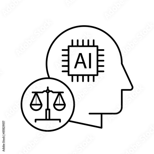 AI Ethics Icon Design: A Symbol of Responsible AI. Ethical, responsible, fair, just, safe AI icon. Vector icon design for transparent background. 