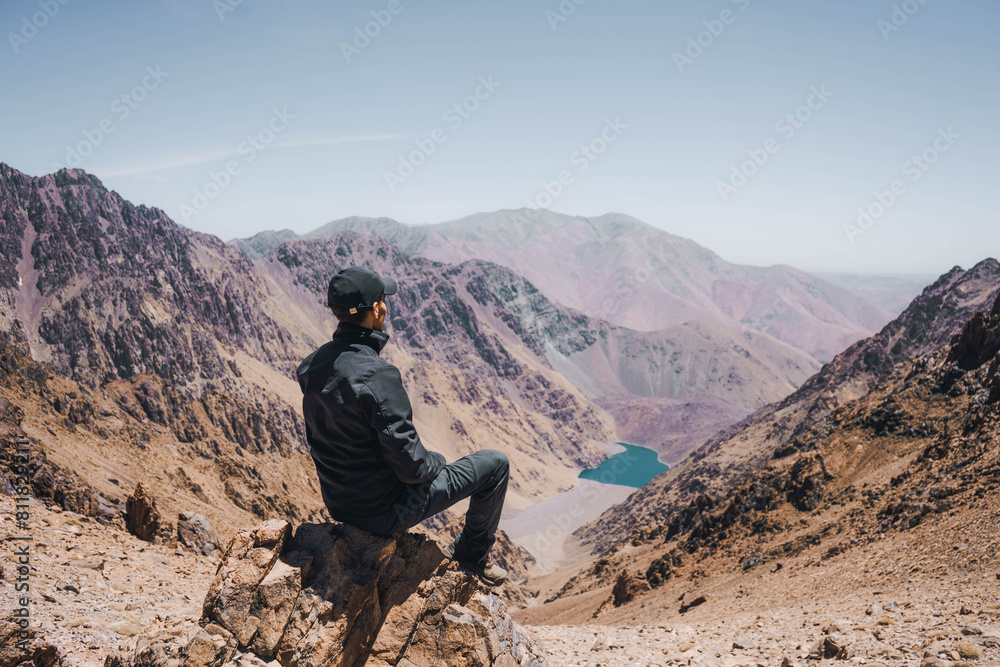 Lake Ifni located in the Toubkal National Park in the High Atlas Mountains of Morocco.
