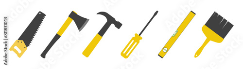 set of hand tools icons on white background