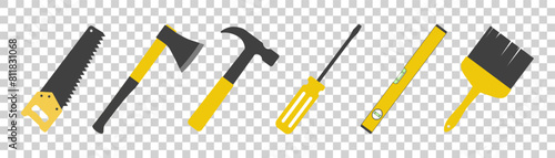 set of hand tools icons on white background