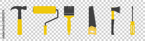 set of hand tools icons on white background