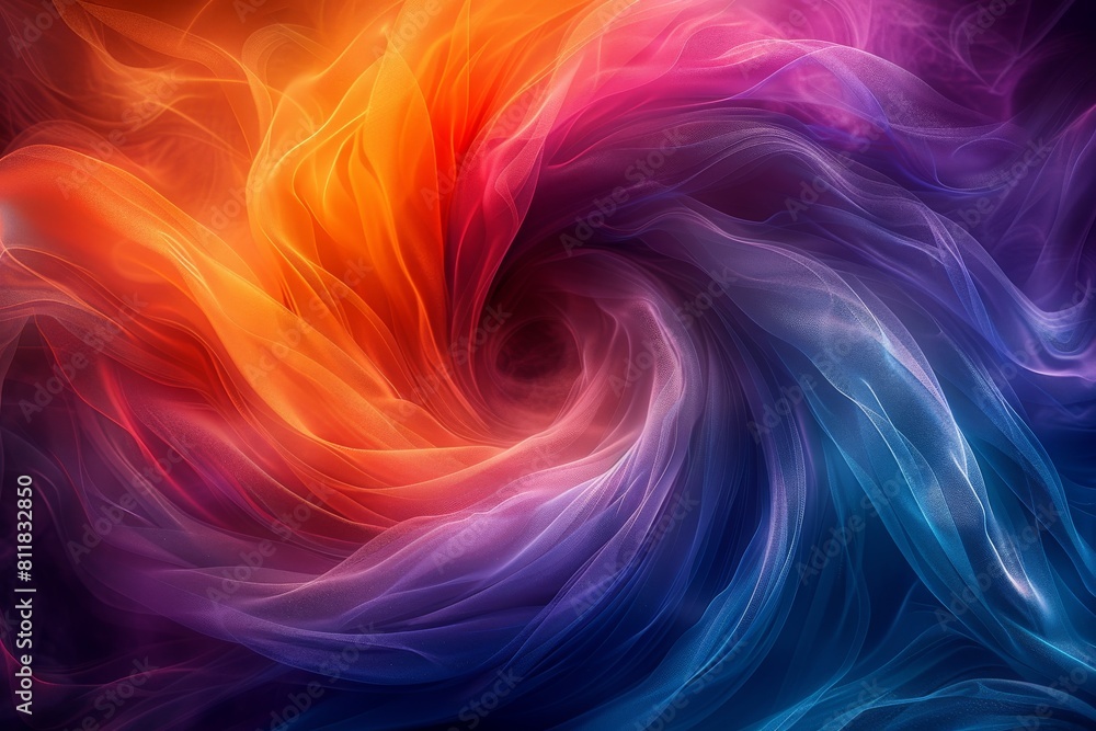 Abstract illustration of a fiery and intense swirl of orange and violet hues merging artistically Abstract illustration of a fiery and intense swirl of orange and violet hues merging artistically
