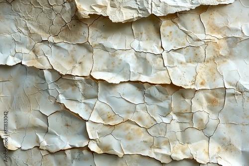 An image highlighting the detail and texture of peeling paint on a wall, showing signs of age and wear photo
