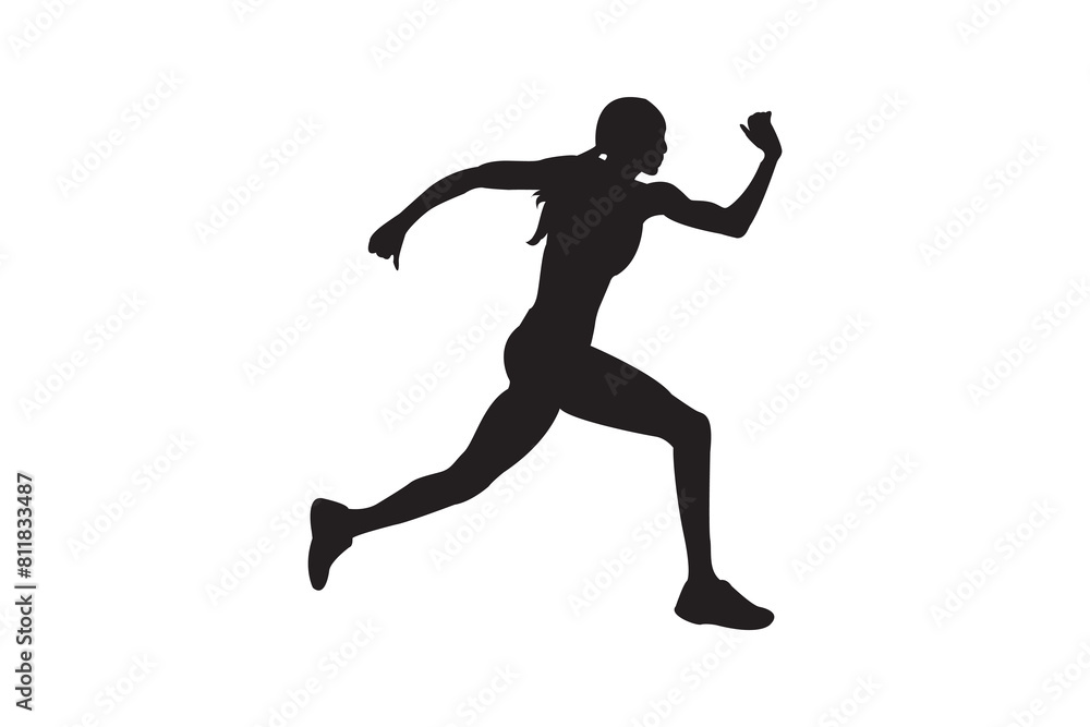 Set of silhouettes of running women. Run, runner, sport. illustration