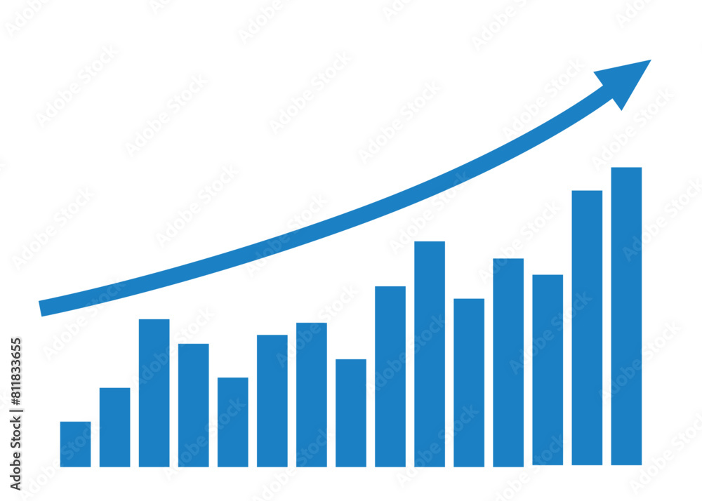 bar chart with blue arrow graph rising up business growth investment and trading profit bar chart with blue arrow graph rising up business growth investment and trading profit