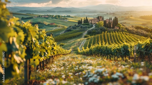 Taking a scenic drive through the vine-covered hills of Tuscany Italy stopping at small wineries to sample world-class wines and savor the local cuisin