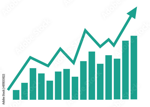 bar chart with arrow graph rising up business growth investment and trading profit