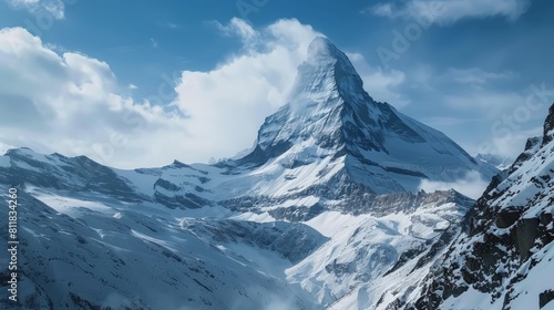 Skiing down the slopes of the Swiss Alps in Zermatt with views of the Matterhorn providing a stunning backdrop for a thrilling winter sports experience