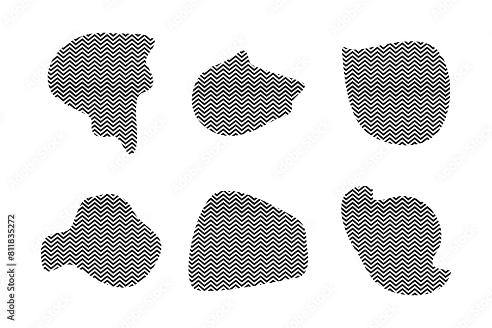 Blobs Fluid Shapes with Zig Zag Stripes pictogram symbol visual illustration Set Blobs Fluid Shapes with Zig Zag Stripes pictogram symbol visual illustration Set