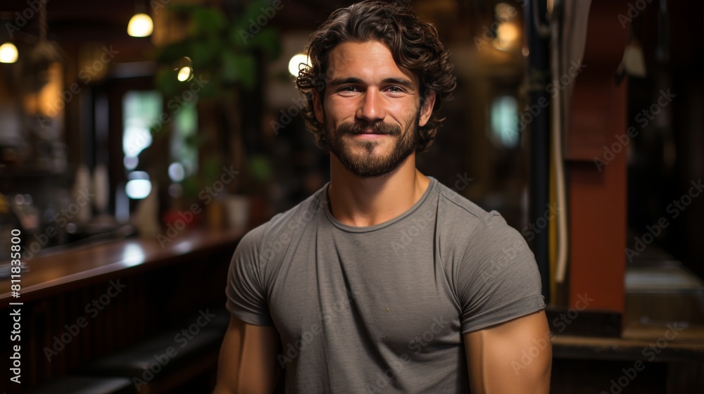 Portrait of a handsome young man with curly hair Portrait of a handsome young man with curly hair