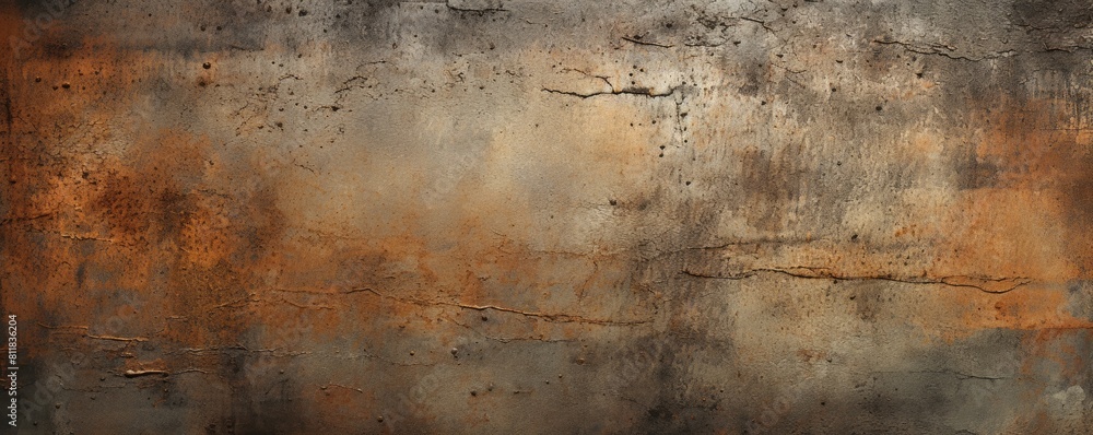 Aged Beauty: Rustic Metal Texture with Rich Orange and Gray Tones Banner