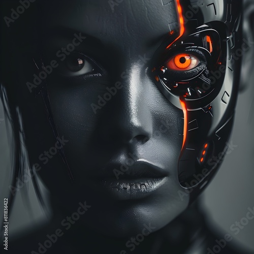 Futuristic Cyborg Woman A Portrait of Advanced Artificial Intelligence photo