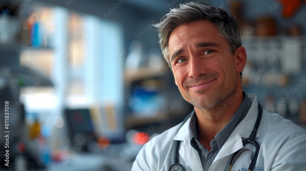 Portrait of a smiling doctor with stethoscope in his office Portrait of a smiling doctor with stethoscope in his office