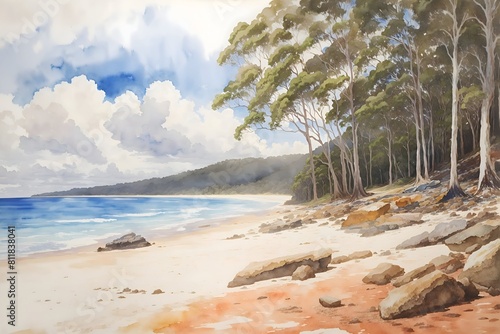 Fraser Island Australia Country Landscape Illustration Art photo