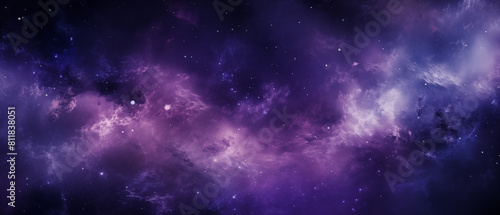 Vivid Purple Nebula in Space with Stars - Digital Art