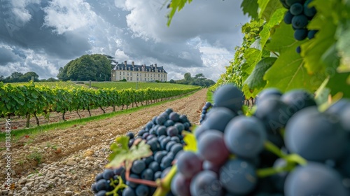 Biking through the lush vineyards of Bordeaux France during harvest season with the smell of ripe grapes in the air and the promise of new wines being