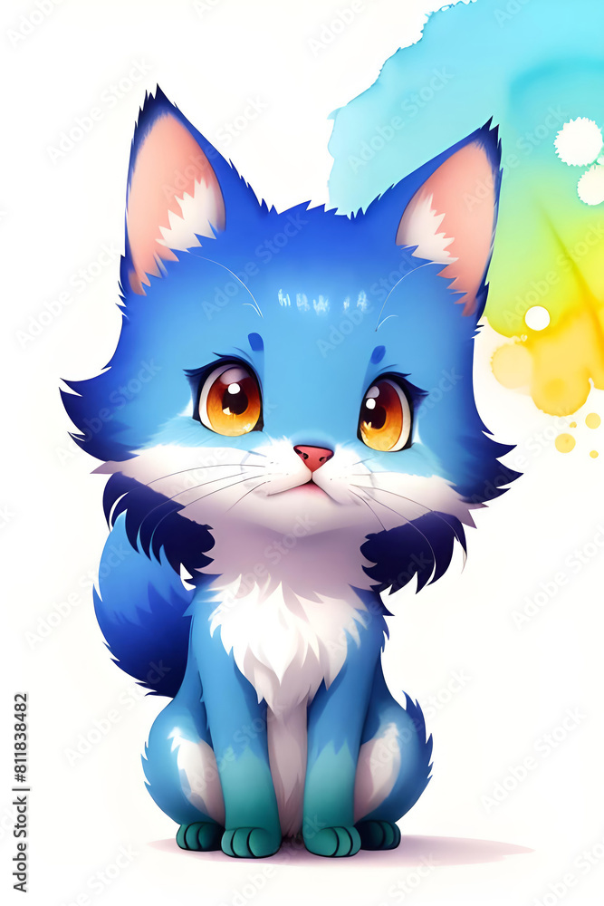 Funny kitten. Imitation of painting. Stylized illustration. Funny kitten. Imitation of painting. Stylized illustration.