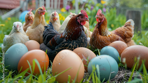 Free-range hens lay vibrant eggs with rich color.
