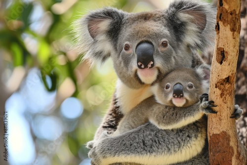 Mother koala with baby, AI generated