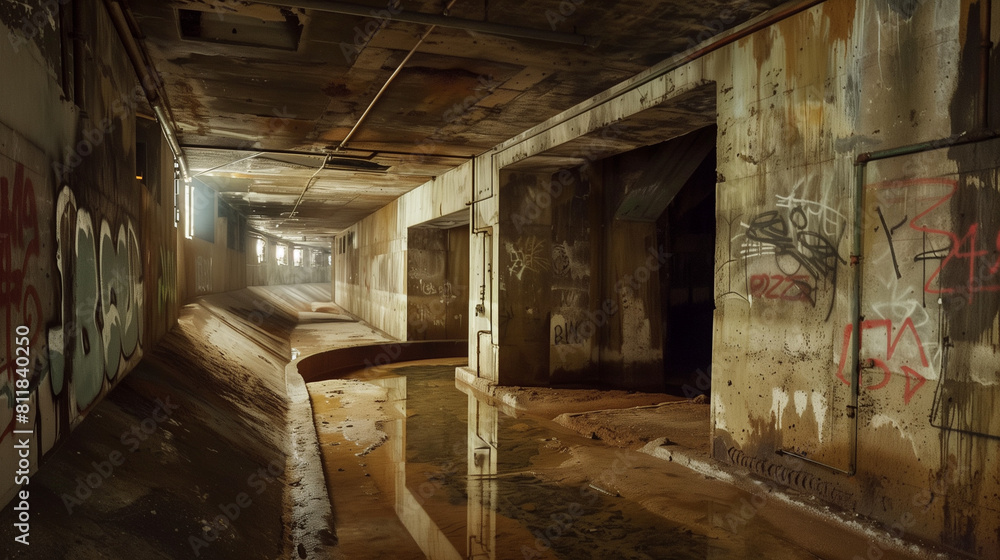 View of an old abandoned bunker from the inside View of an old abandoned bunker from the inside