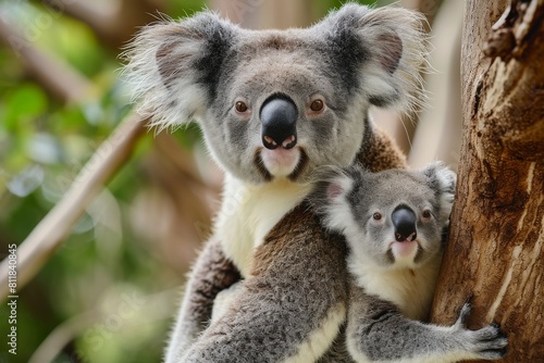 Mother koala with baby  AI generated