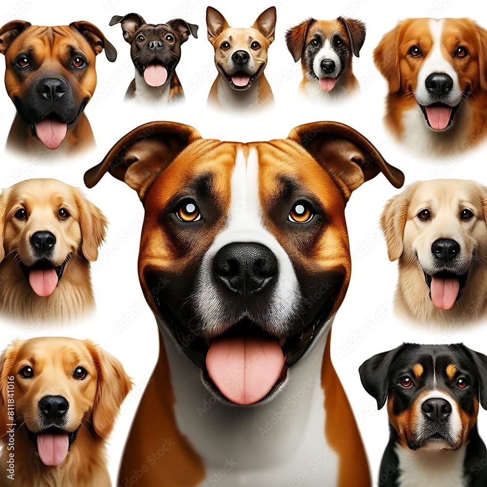 A collage of different dogs image photo harmony used for printing illustrator.