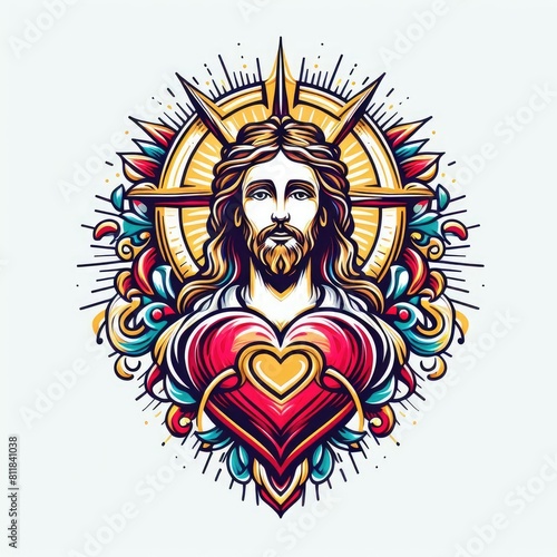 A colorful illustration of a person with a heart image art photo lively illustrator