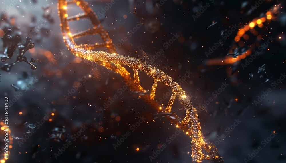 Abstract DNA Helix Banner, glowing with genetic promise, anchors a compelling visual, Sharpen banner template with copy space on center Abstract DNA Helix Banner, glowing with genetic promise, anchors a compelling visual, Sharpen banner template with copy space on center