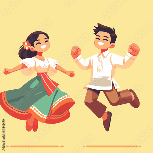 cartoon of Filipino children jumping for joy to celebrate a Philippine Independence Day