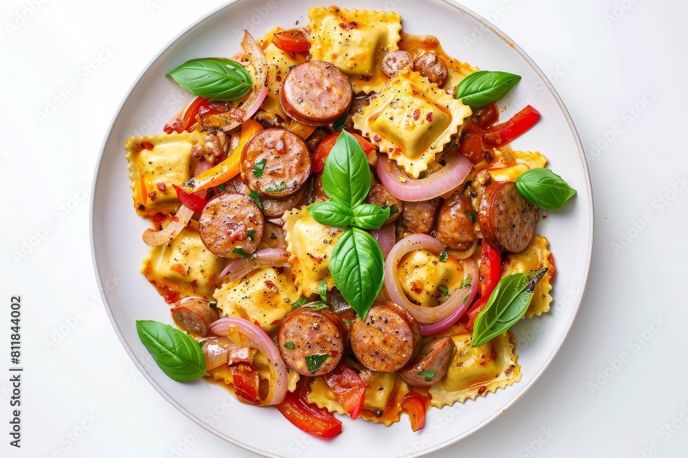 Gourmet Ravioli Skillet with Colorful Peppers and Onions Gourmet Ravioli Skillet with Colorful Peppers and Onions