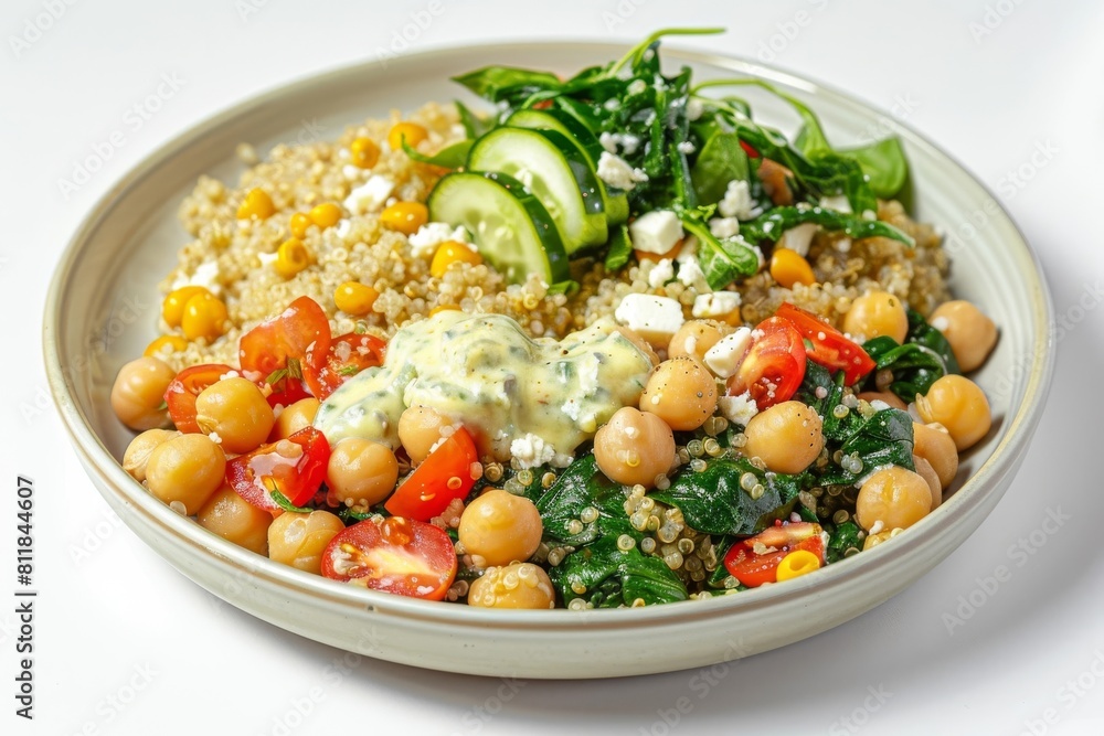 Mediterranean Quinoa Bowl with Tzatziki and Halved Grape Tomatoes Mediterranean Quinoa Bowl with Tzatziki and Halved Grape Tomatoes