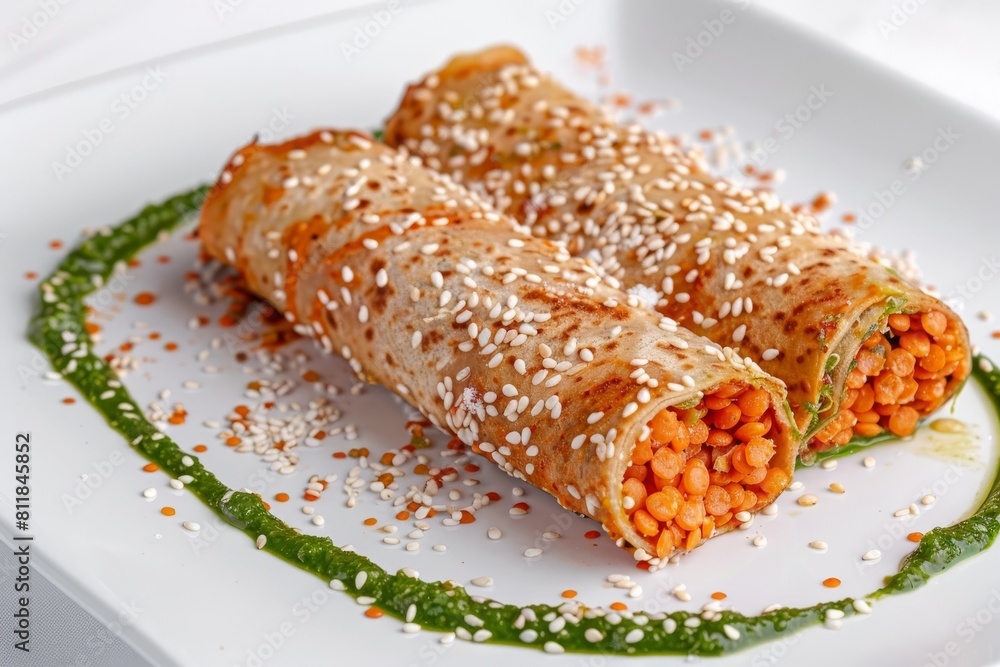 Delicate Artisan Lentil Wraps with Golden Sesame Seeds Delicate Artisan Lentil Wraps with Golden Sesame Seeds