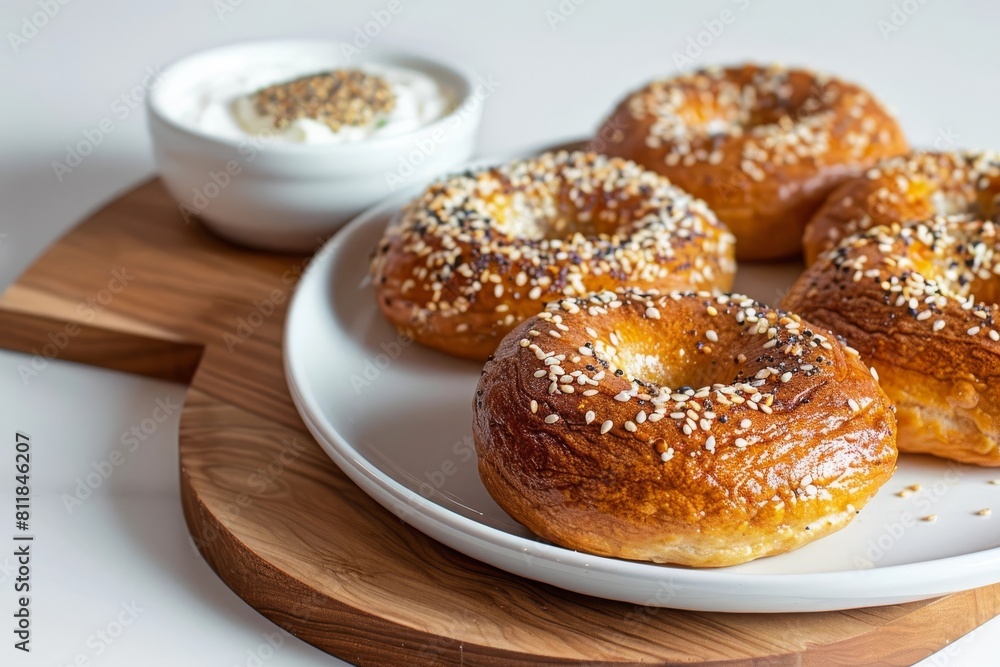Homemade 2-Ingredient Bagels with Everything Spice and Whipped Cream Cheese